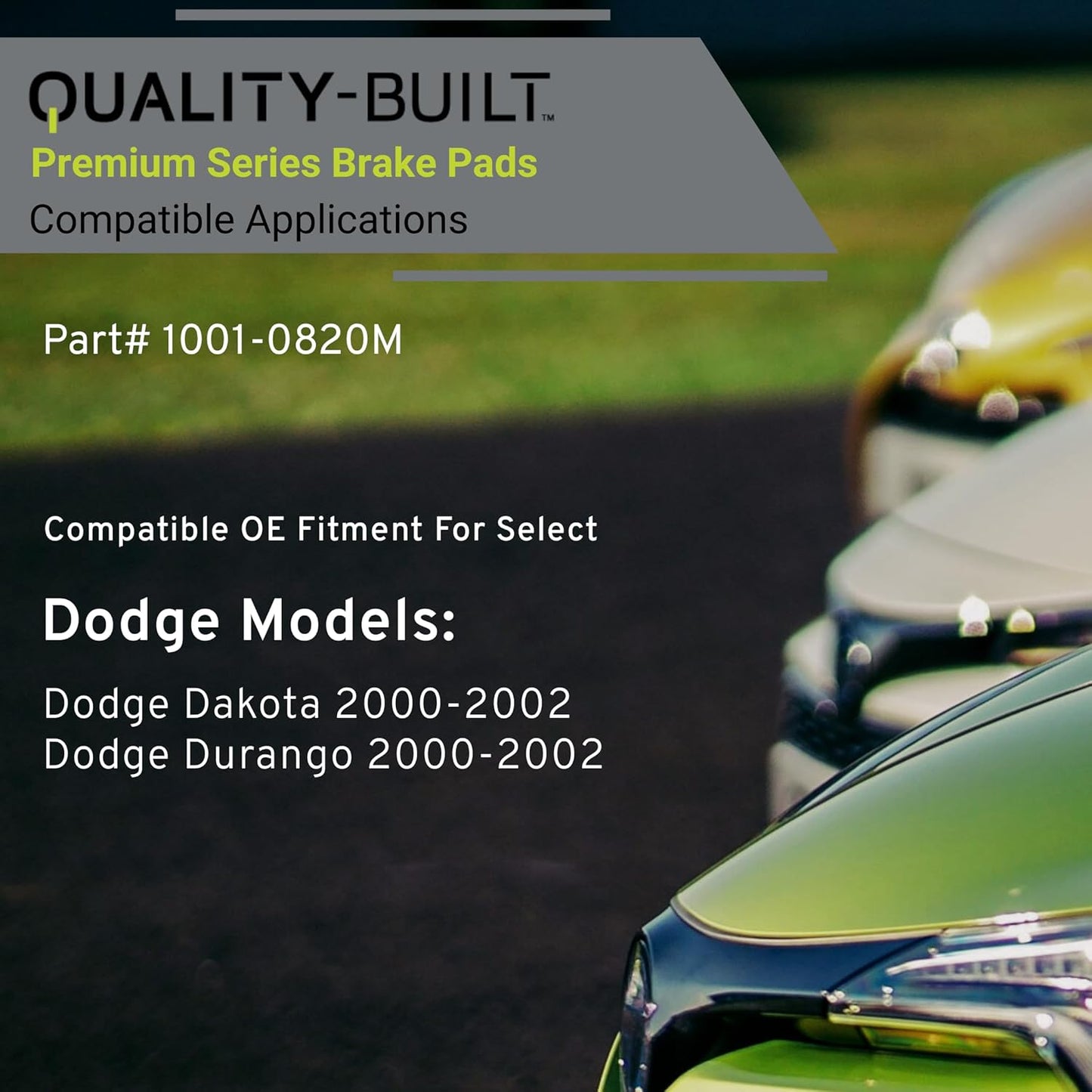 Premium Semi-Metallic Front Brake Pads (1001-0820M) Compatible with Dodge Dakota 2000-2002, Dodge Durango 2000-2002