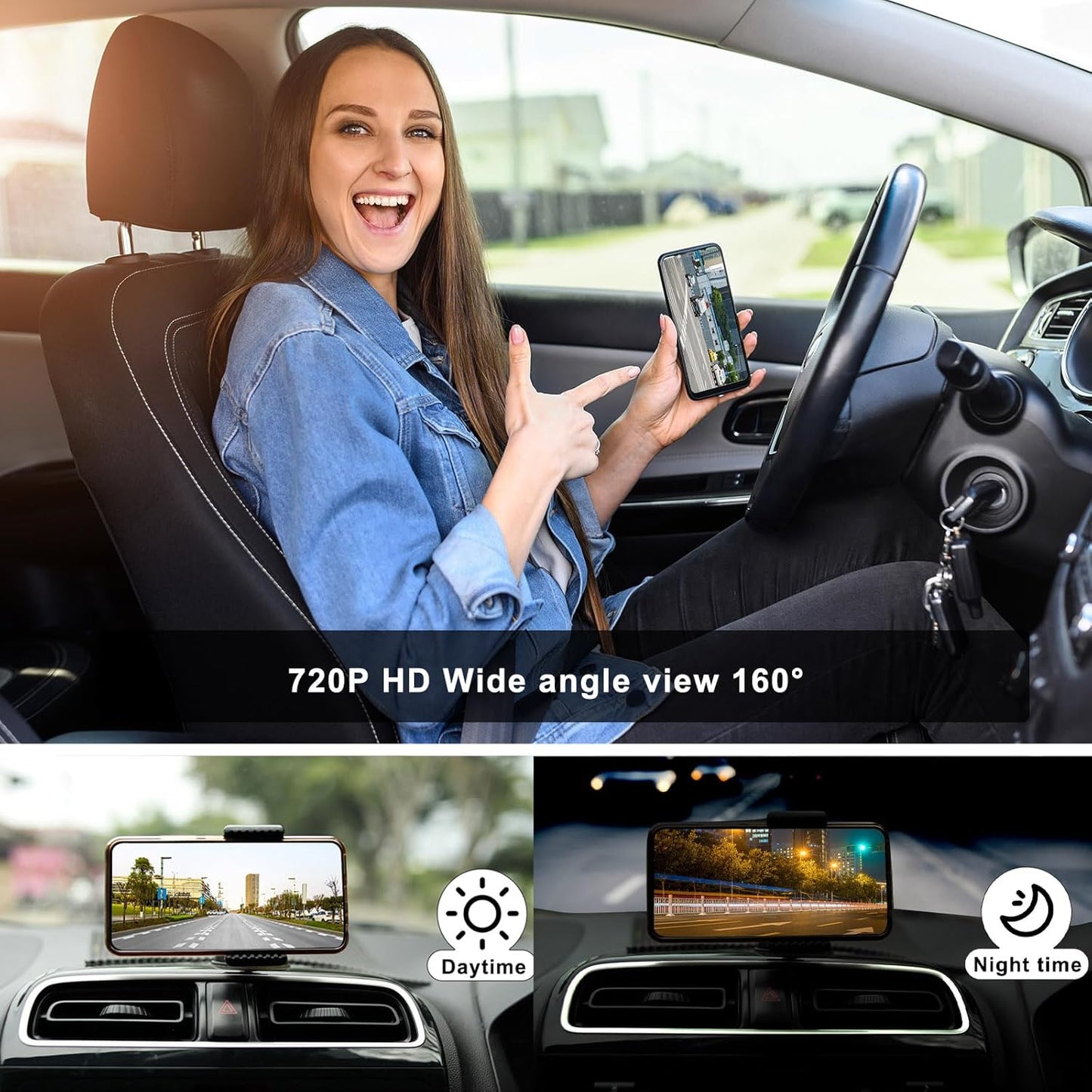 Wireless License Plate Backup Camera for Car/SUV - No Drilling WiFi HD 160° View, Waterproof Reverse/Rear View Camera with Real-Time Signal, Compatible iPhone/Android/iPad (Parking/Hitch Aid)