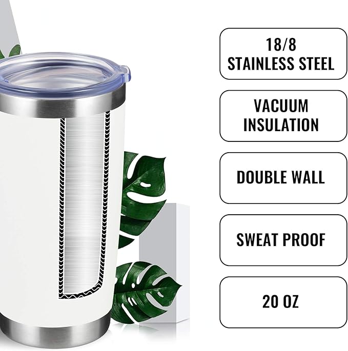 12 pack 20 OZ Double Wall Stainless Steel Vacuum Insulated Tumbler Coffee Travel Mug With Lid, Durable Powder Coated Insulated Coffee Cup for Cold & Hot Drinks (White, 12 pack)