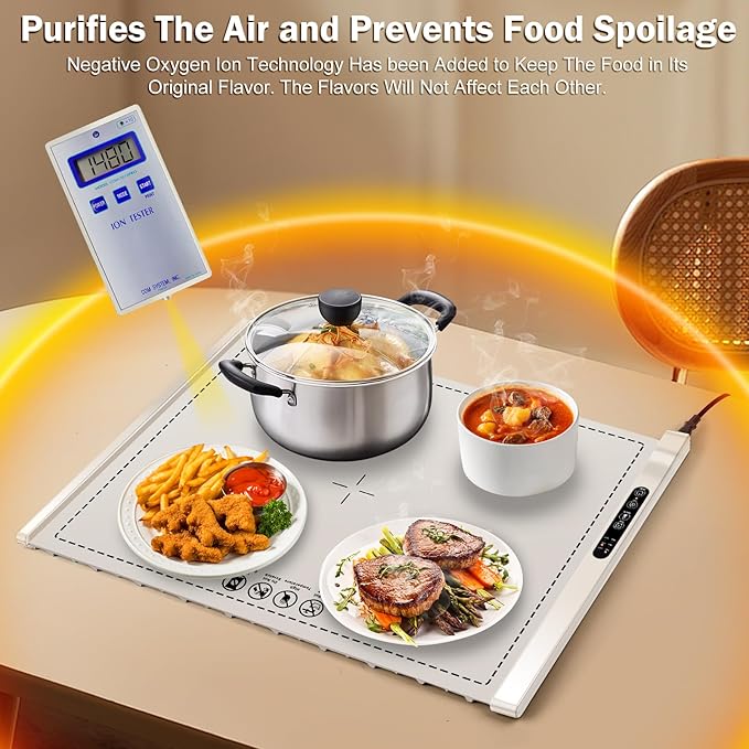 Food Warming Mat - Portable Party Buffet Electric Warming Tray, Foldable Food Warmer, Timed Off, Temperature Adjustable, Suitable for Daily, Outdoor, Party
