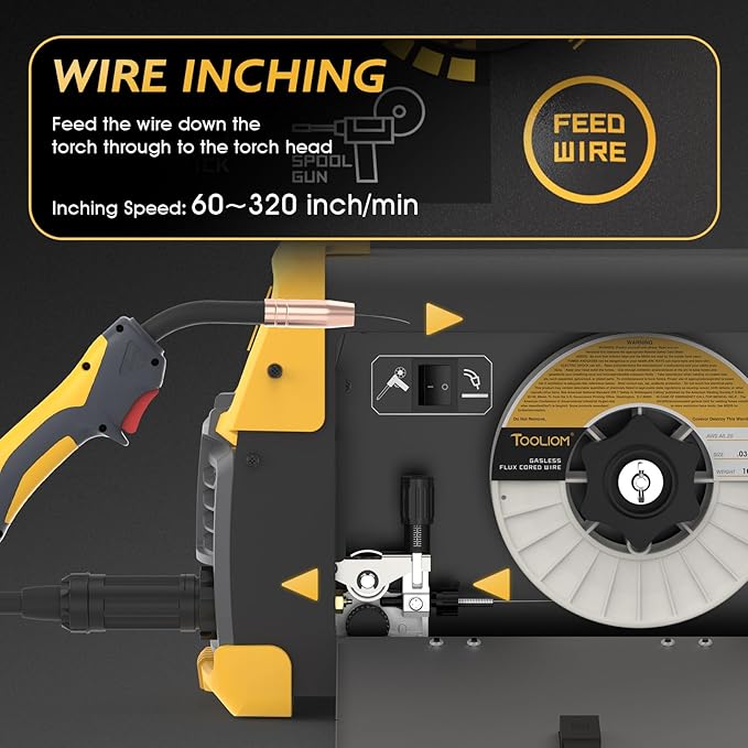 TOOLIOM Aluminum MIG Welder with Pulse 250A 110V/220V Dual Voltage 8 in 1 Multifunctional Welding Machine Pulsed MIG/MIG/Gas MIG/Flux Core/Spool Gun MIG/Lift TIG/Stick