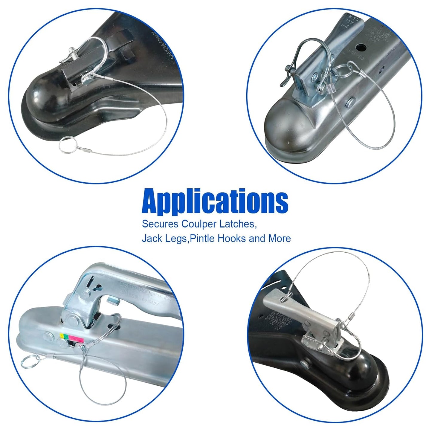 Trailer Coupler Pin 5/16-Inch Diameter x 2-3/4-Inch Long Trailer Pins with Plastic Coating Tether Quick Release Ring - 10Pcs 11-1/2" Length