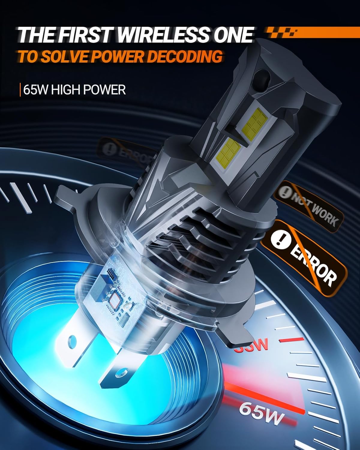 SEALIGHT H4 Headlight Bulb, 60000LM 900% Super Brighter, With 25000RPM Powerful Cooling Fan, 6500K Hi/Low Beam, 10 Years Lifespan Pack of 2