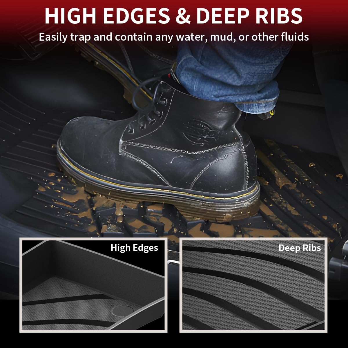 LASFIT Floor Mats for Porsche Macan 2014-2025 All Weather Floor Liner TPE Custom Fit Car Mats for Porsche Macan 1st & 2nd Row Rubber Mats, Black, Easy to Clean