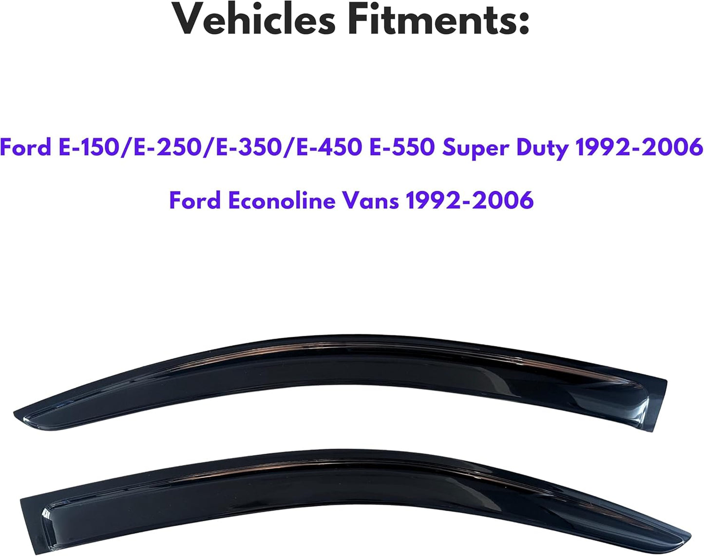 KPY Window Visor Compatible with 1992-2006 Ford E150 E250 E350 E450 E550 Super Duty, Rain Guard Window Vent Deflectors Tape-On for Ford Econoline Vans 1992-2006, 2000 2001 2002 2003 2004 2005