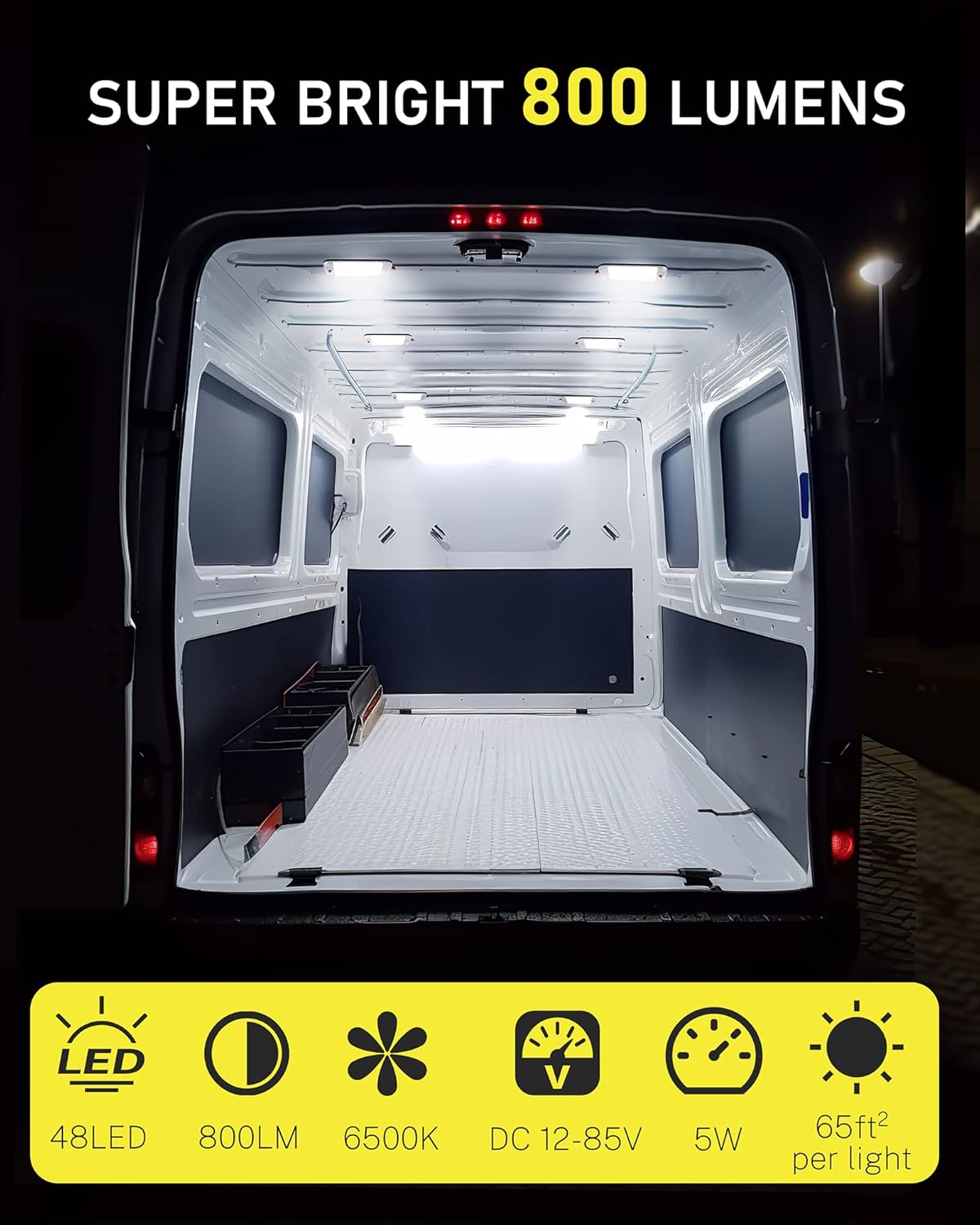 Dome Light for RV Interior, 48LED 800LM Ultra Bright 12 Volt LED White Lights, RV Ceiling Light with Switch Control, Ideal for Car Van Truck Camper Lorry Motorhome Boat(6 Pack)