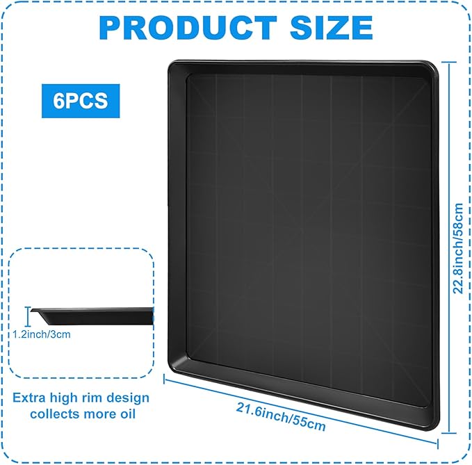 6 Pack Large Oil Change Drain Pan - 22” Auto Oil Drip Pan，Oil Drip Tray for Under Car Plastic Oil Tray,Mini Fridge Drip Tray for Air Conditioners Machinery Oil Catch Pan Replacement Tray