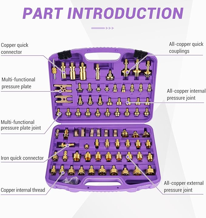 YJINGRUI 77 PCS Automotive Air Conditioner Leak Test Kit, Auto air Conditioning Repair Tools, Air Conditioning Leak Detector, Universal Car & Truck Refrigerant Leak Testing Kit