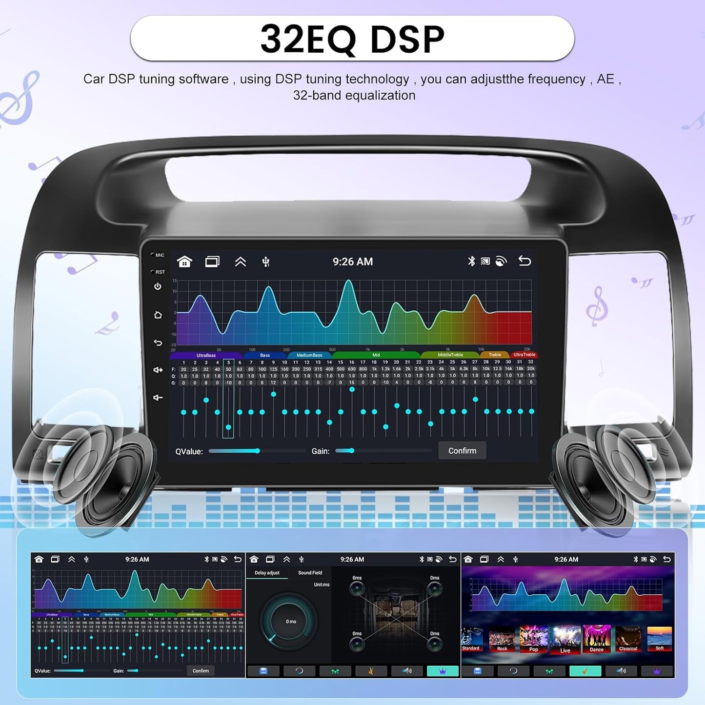 [8 Core 4+64G] Car Radio for Toyota Camry 2000-2006 with Wireless Carplay and Android Auto - 9 Inch IPS 1280 * 720 Touchscreen Android Stereo - DSP / 59 UI Themes/WiFi/GPS/SWC + AHD Backup Camera