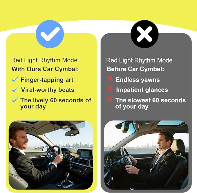 Car Cymbal Drum for Car Air Vent, Funny Musical Instruments Gadget for Music Lovers (Gold)