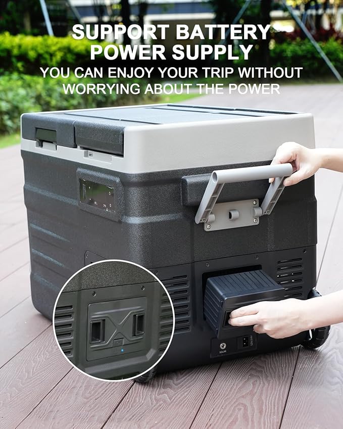 ELECAENTA UD45 12V Dual Zone Portable Car Refrigerator Detachable Battery - 173Wh (Black)