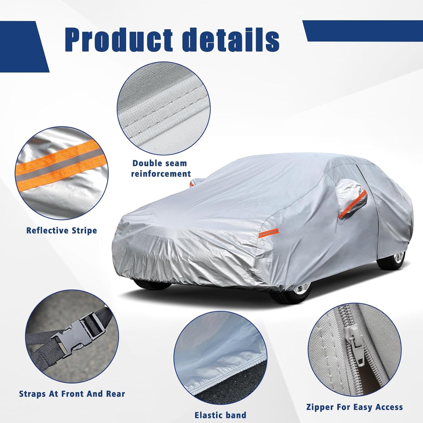 Kayme 6 Layers Car Cover Custom Fit for BMW 3 Series 320i 325i 328i 330i 335i (2013-2025) Waterproof All Weather for Automobiles, Outdoor Full Cover Rain Sun UV Protection.Silver