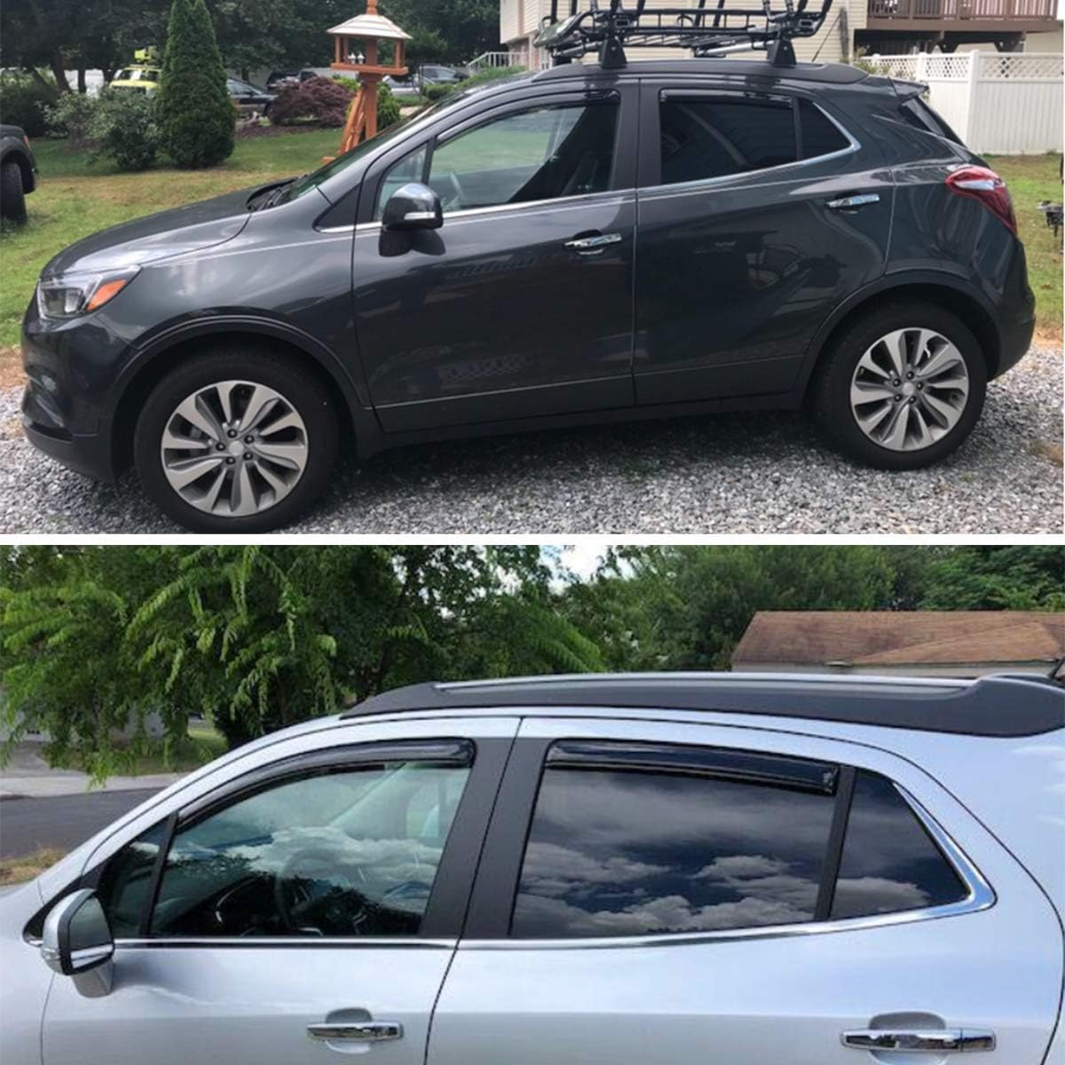 Lightronic Extra Durable Clip-on in-Channel Auto Vent Window Visor, Fits 2013-2022 Buick Encore (Not Fit GX), 2013-2022 Chevrolet Trax, UV Protection Rain Guard, Original Wind Deflector, Smoke, 4Pcs