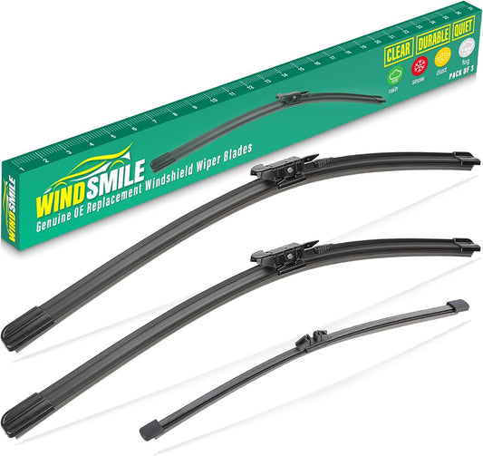 24" 18" 11" Windshield Wiper Blades Replacement for Lincoln Nautilus 2019 2020 2021 2022 2023 2024 / Lincoln MKX 2016 2017 2018 Premium All Weather Front Rear Wipers Set - OEM Quality (Pack of 3)