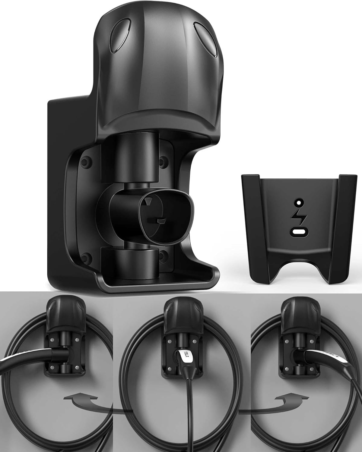 Tesla Charger Holder Wall Mount Tesla Charging Cable Organizer for Tesla Mobile Connector, Swivel NACS Holster