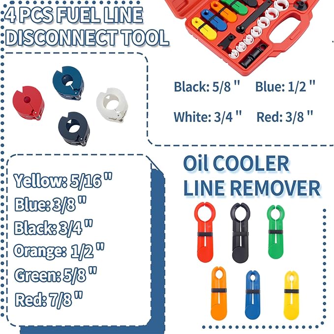 Master Quick Disconnect Tool Kit for A/C Fuel & Transmission Systems Fuel Line Disconnect Tool Set AC Line Removal Tool(red)