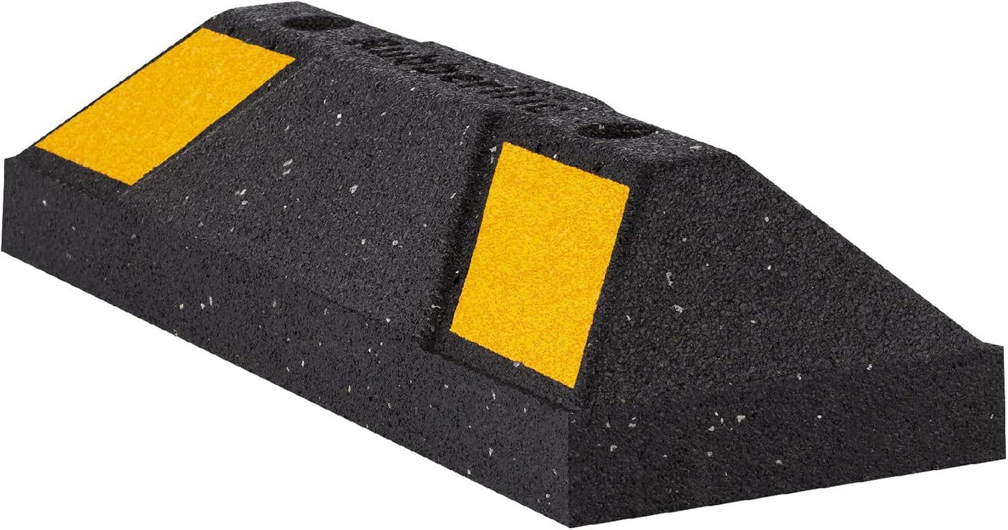 Rubberific Heavy Duty Rubber Parking Stop Durable Easy to Install Reflective Parking Curb Garage Car Stopper for Indoor and Outdoor Use (2 Pack)