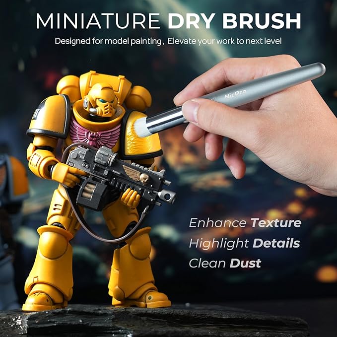 Nicpro Miniature Paint Brushes Dry Brush - 30 PCS Model Paint Brush Set with Nylon Case for Acrylic, Oil, Watercolor, Detail Paint Brush Drybrush for Model, Miniature Painting, Paint by Numbers, Craft