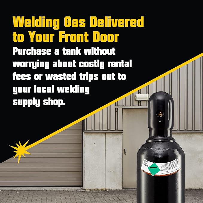 PrimeWeld 100% Argon Gas Welding Tank Full 80CF | DOT 3AA | USA CGA 580 Valve | Best Gas for TIG Welding Applications | Cylinders Full & Ready to Use