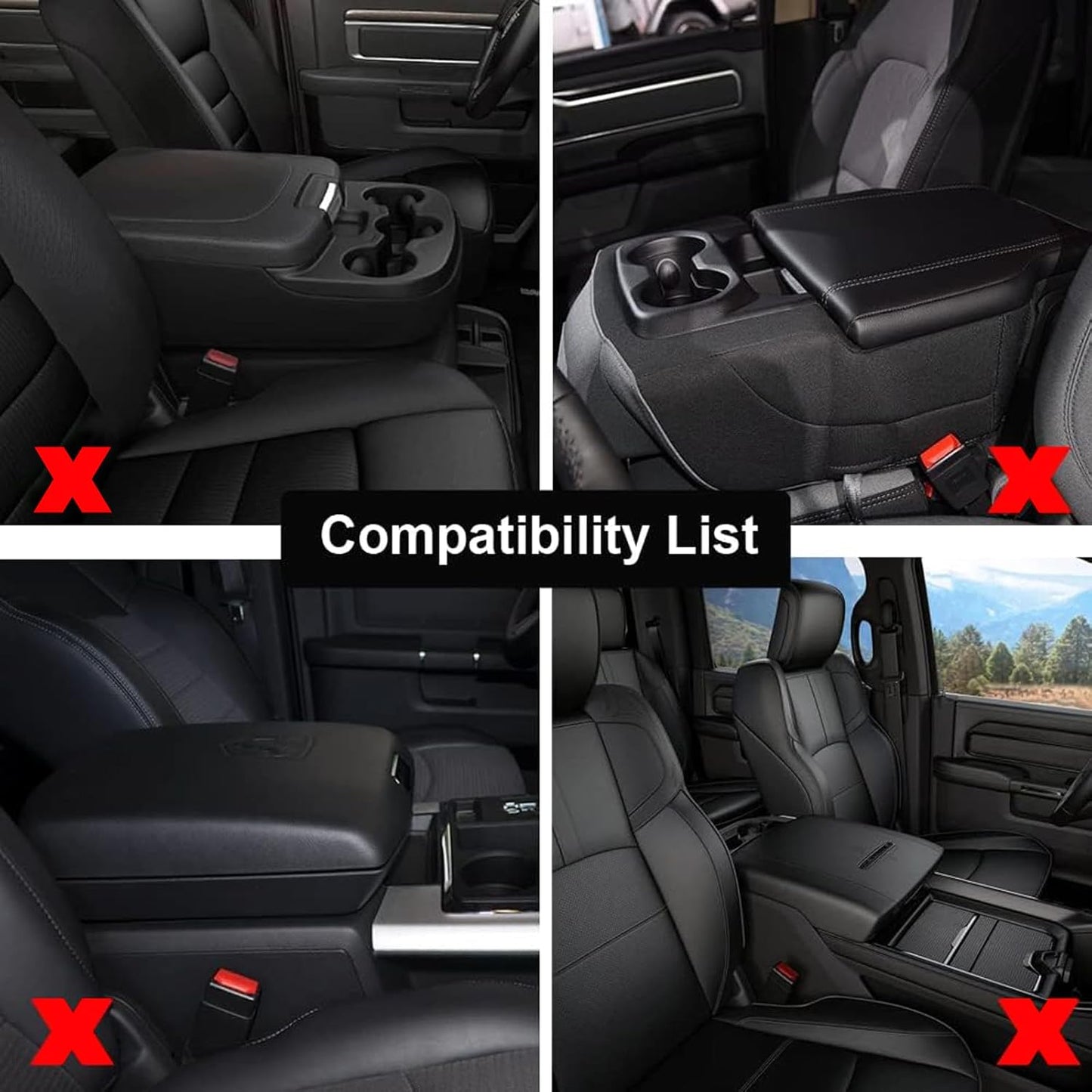 GIANT PANDA Custom Fit Center Console Cover for Dodge RAM 1500 2500 3500 2002-2012 with Jump Seat - Waterproof Armrest Center Cover - Full Protection,Grey