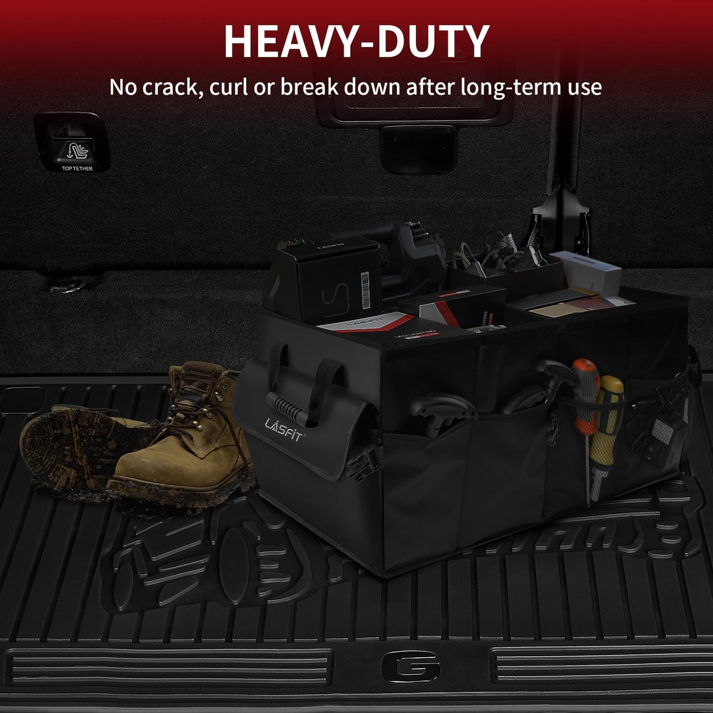 LASFIT Cargo Mats for Mercedes Benz G Class G550 / G580 / G63 AMG SUV 2026 2025 2024 2023 2022 2021 2020 2019, All Weather TPE Custom Fit Cargo Liner for G Class Trunk Mats, Black