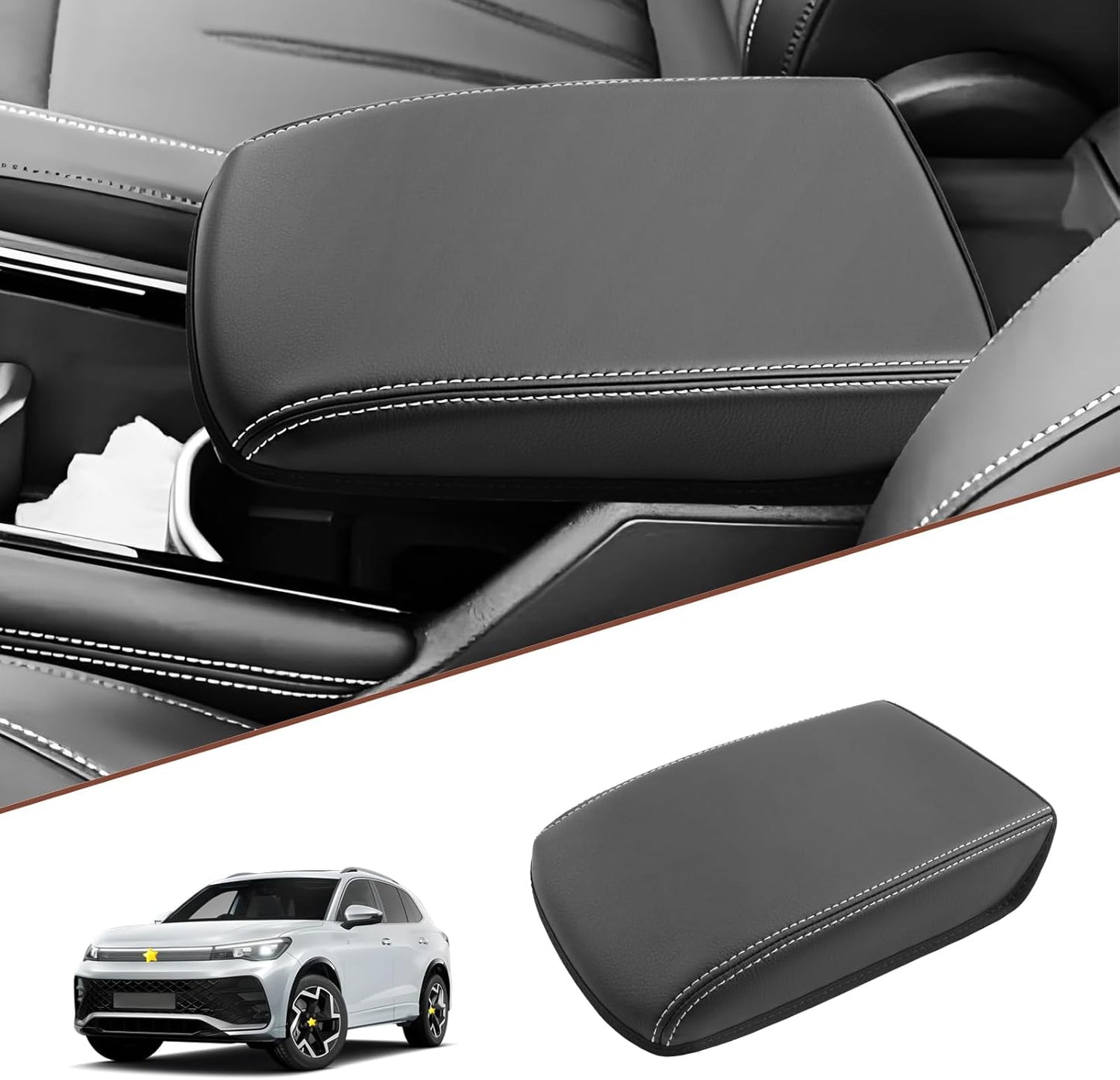 SKTU for 2025 VW Tiguan Center Console Cover for 2025+ Volkswagen Tiguan (S/SE/SE R-Line Black/SEL R-Line) Armrest Cover VW Tiguan 2025 Accessories 2025 Tiguan Center Console Cushion
