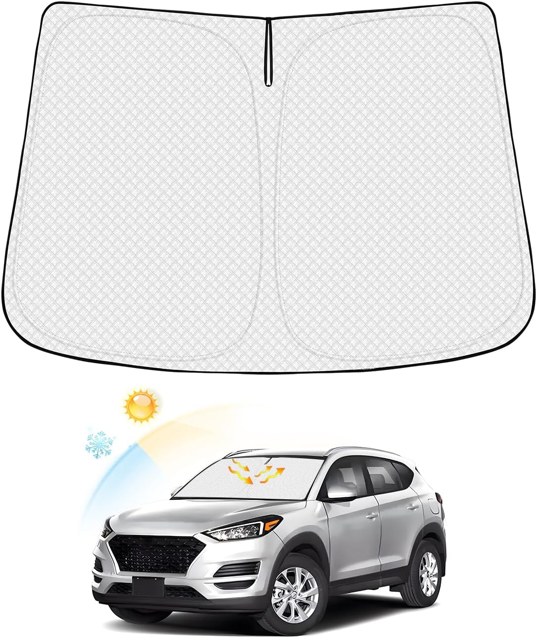 Windshield Sun Shade for Hyundai Tucson 2016-2021 Thicken 6-Layer Front Window Sunshade Cover Sun Visor Shield Protector Block UV Rays Keep Vehicle Cool