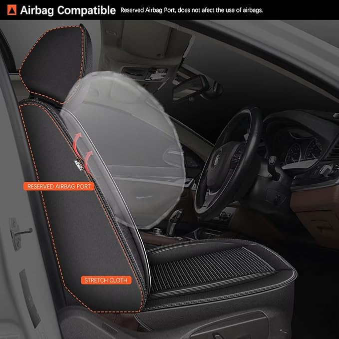 Car Seat Covers Fit for Nissan Frontier 2009-2023 2024 2025: Leather Seat Covers Full Set Ice Silk Breathable Waterproof Seat Cushion Protector