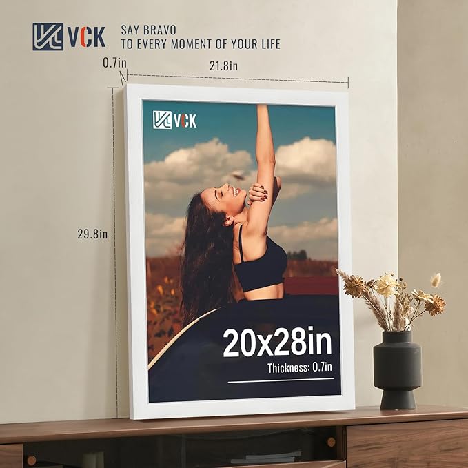 VCK 20x28 Picture Frames white Set of 6, Wide Border Wood Poster Frame, Multi-Directional Display Family Photos, Office Prints, Studio/Gallery Art, Woodgrain Series, Wall Hanging