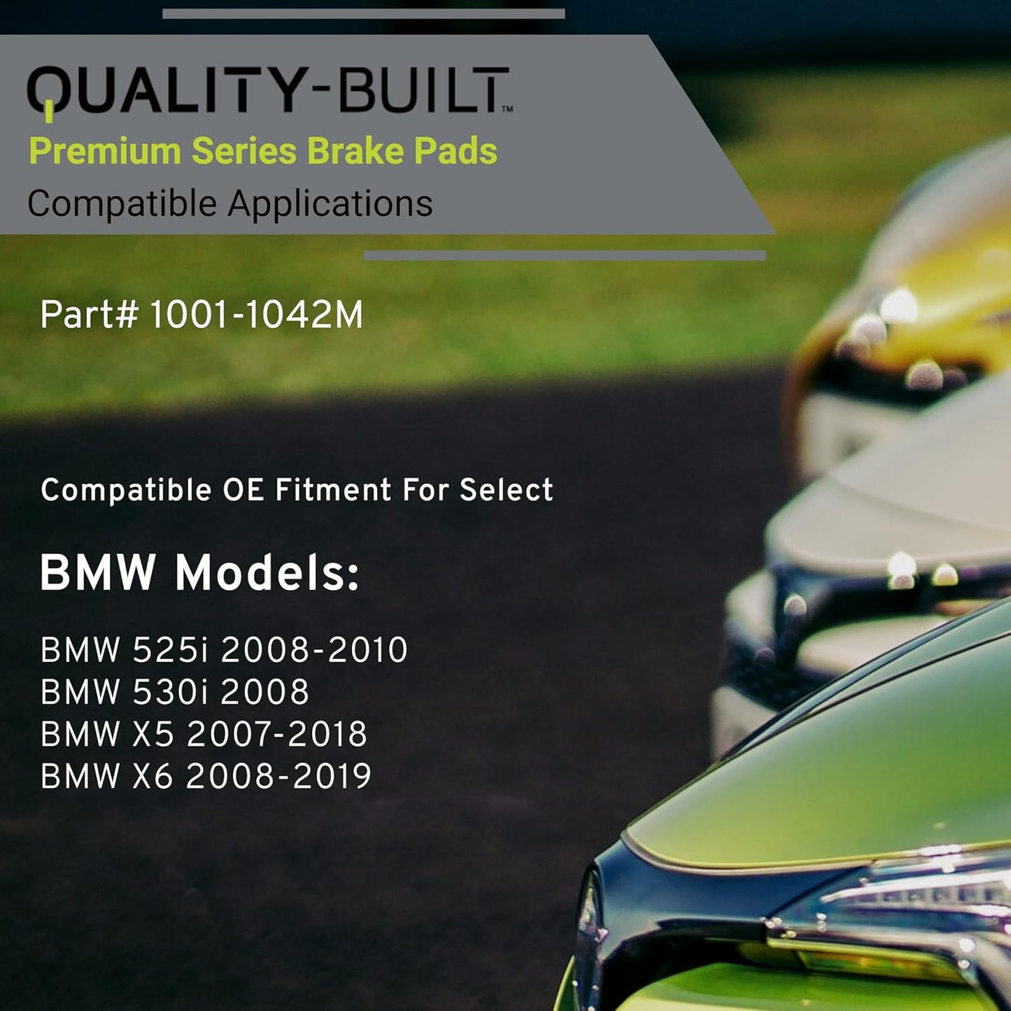 Premium Semi-Metallic Rear Brake Pads (1001-1042M) Replacement for BMW 525i 2010-2008, 530i 2008, X5 2018-2007, X6 2019-2008