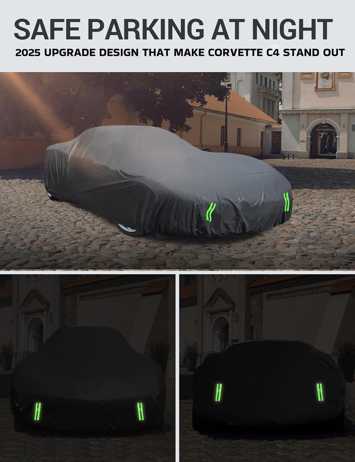 Proadsy 2025 Upgrade Car Cover Compatible with C4 Corvette 1984-1996 Windproof All Weather Waterproof Sun Rain UV Dust Snow Protection Outdoor Covers