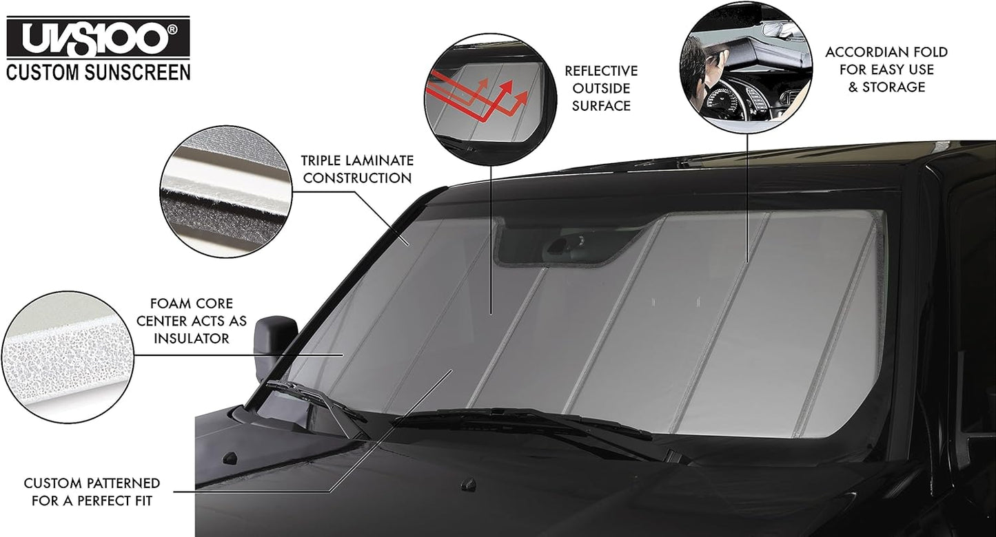 Covercraft UVS100 Custom Sunscreen | Fits 2014-2020 Lexus is (IS200t, IS250, IS300, IS350) | Silver