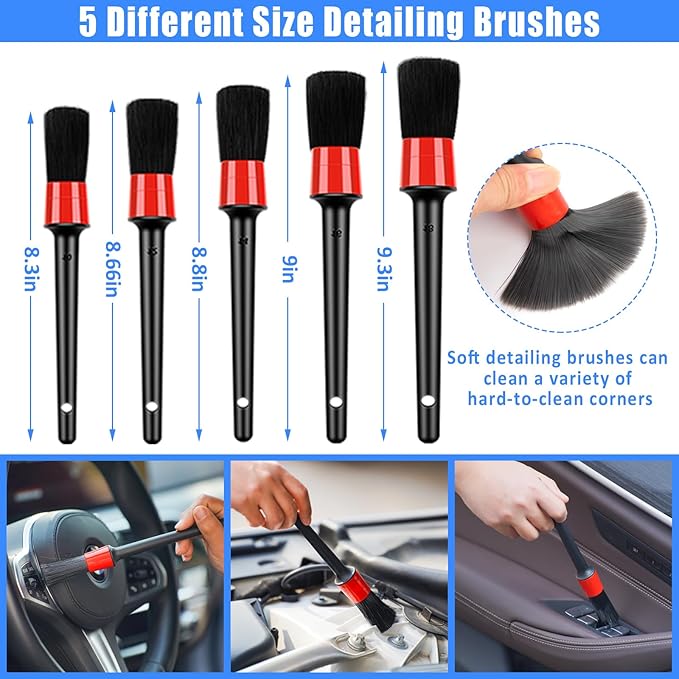 AUTODECO 23Pcs Car Detailing Kit Wash Cleaning Kits with Pump Foam Sprayer Wash Brush Large Wash Mitt Towels Complete Interior Exterior Car Detailing Supply Set Blue