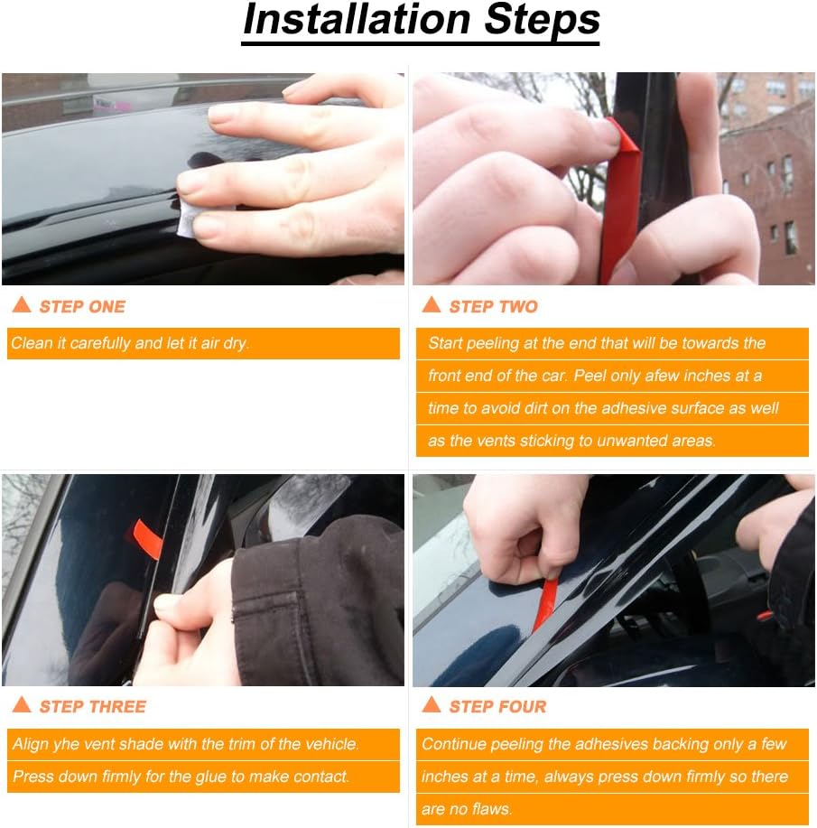 4pc Sun Rain Guards Window Visor Wind Deflector Compatible with Nissan Sentra Sedan 00-06 Smoke 94227