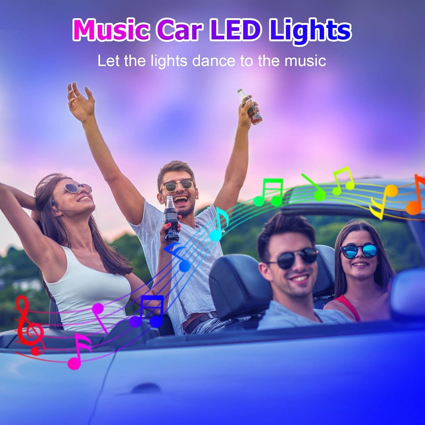 Car LED Lights Interior Light, 10 in 1 Car Ambient Lighting Kits with 315in Fiber Optic, APP Control, Car Accessories Multicolor RGB Neon Car LED Strip Lights with Music Sync Mode and DIY Mode