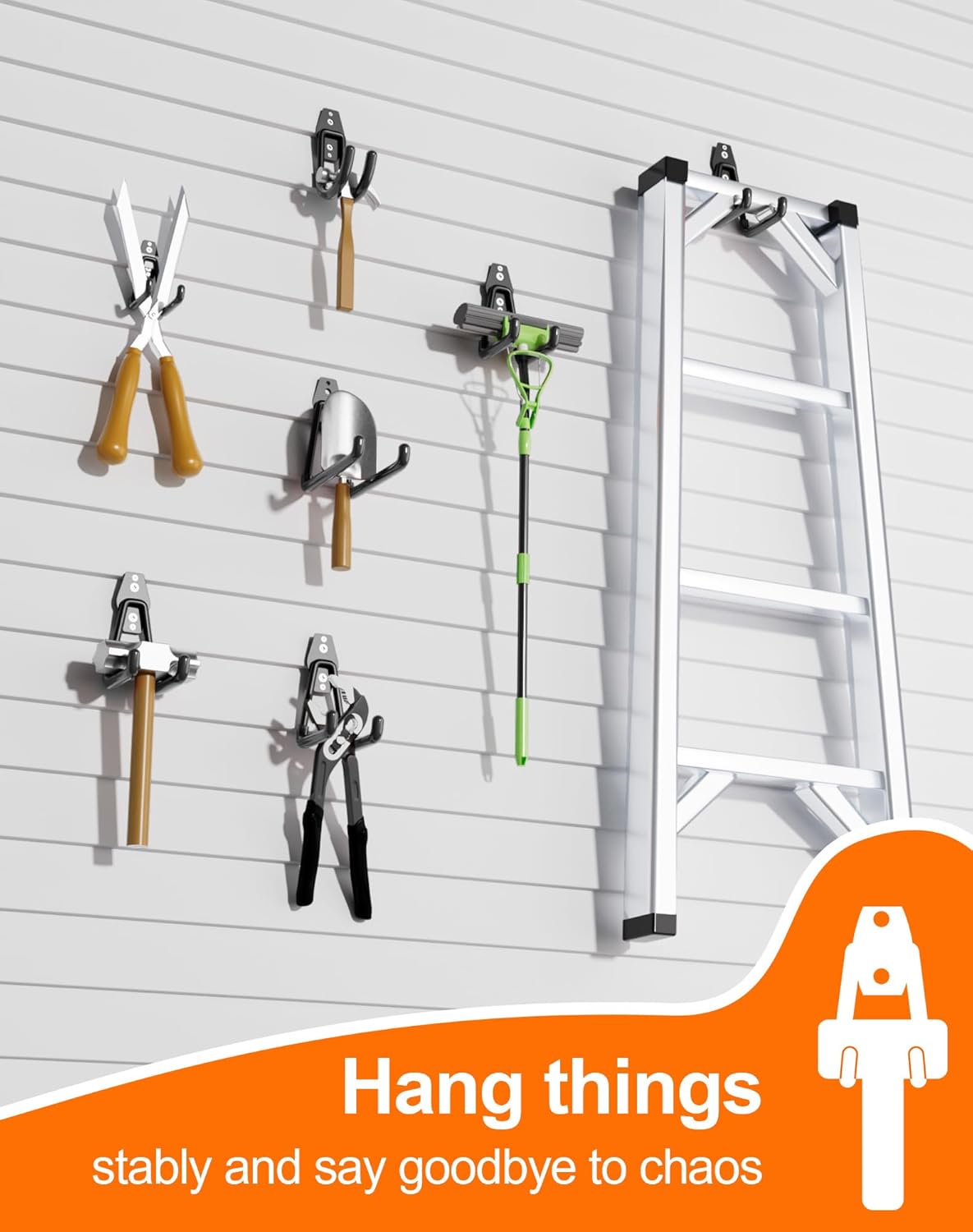 QcoQce 13 Pack Garage Hooks Heavy Duty with 2 Extension Cord Straps,Garage Storage Hooks, Wall Mount Hooks, Garage Organization and Tool Hangers for Bike, Ladder, Ropes and Garden Tools
