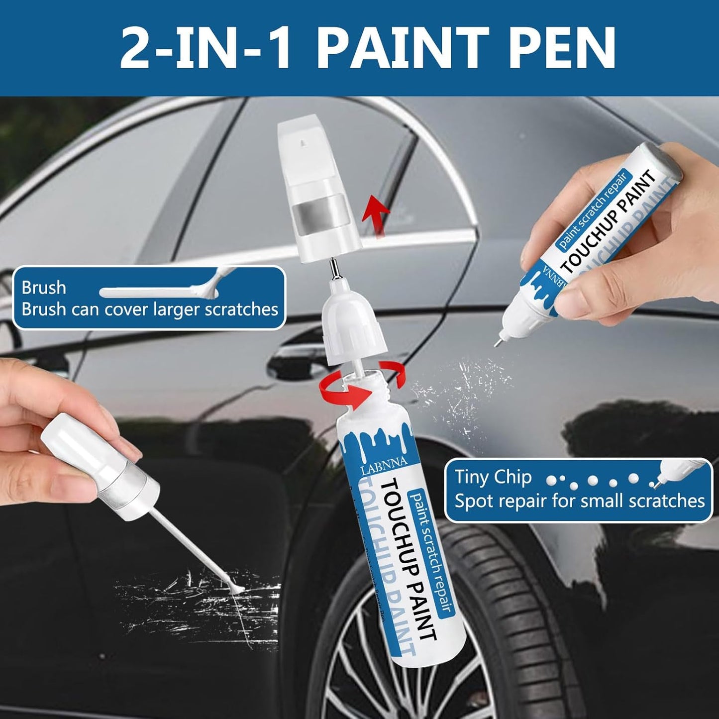 Titan Silver (354) Touch Up Paint for BMW-Exact Match 2 in 1 touchup Paint Pen for Chips and Nicks Repair Car Paint Scratch Repair Kit