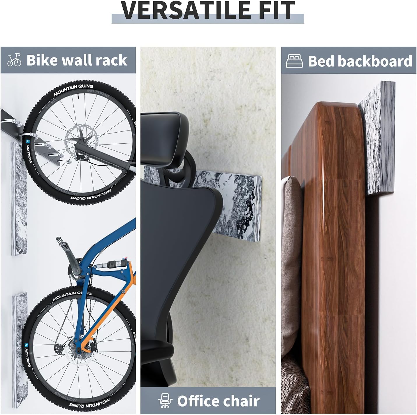 GWP02S Marble Grain Garage Wall Protector Car Door Protectors, Garage Accessories, Parking Stopper for Garage, Tool-Free, Designed in Germany (4-Pack Marble Grain)