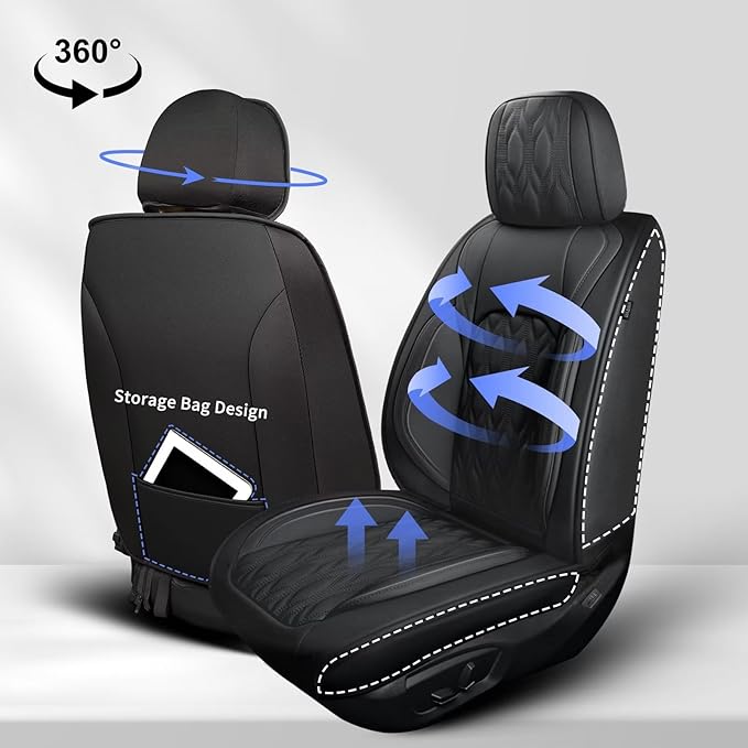 2 Front Car Seat Cover Fit for Nissan Frontier 2009-2023 2024 2025, Faux Leather for Frontier Seat Covers Waterproof Auto Seat Cushion Protector Compatible Airbag (2 Seats,Black)