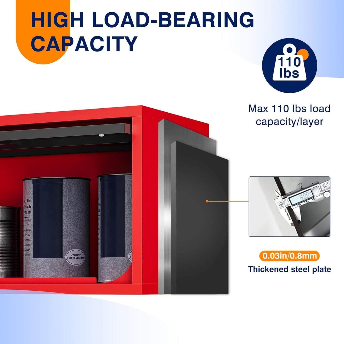 Yizosh Metal Wall Cabinet with Doors, Wall Mounted Storage Cabinet, Floating Tool Cabinet for Kitchen, Basement, Warehouse (Red Black, 13.7" H)