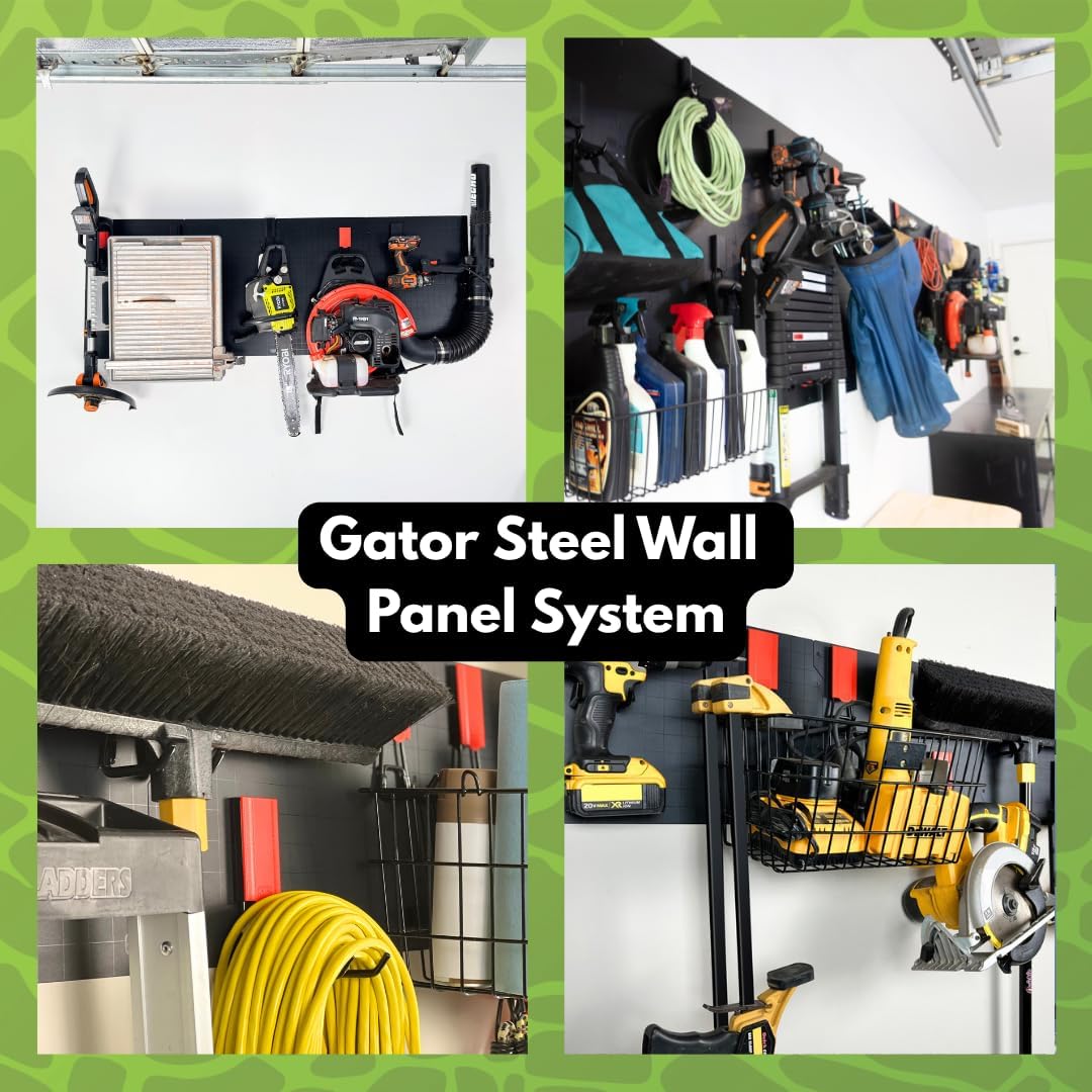 GATOR MAGNETICS Wall Panel Storage & Organization System Kit- Includes 3 Wall Panels and 6 Magnetic Hooks, Tool Rack, Heavy Duty Racks, Garage Storage Systems, Workshop Garage Organization