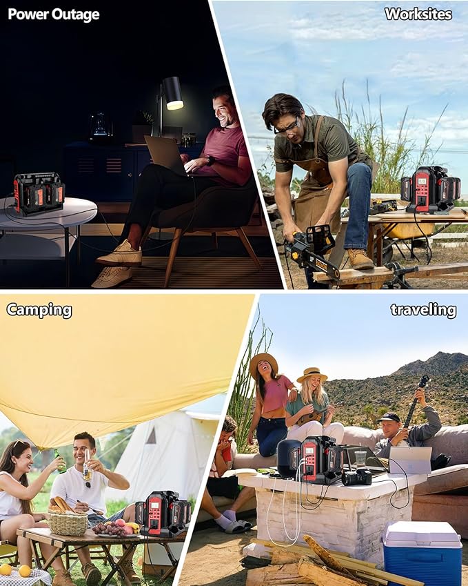 Taingwei 350W Power Inverter for Milwaukee M18 18V Battery, 4-Ports DC 18V to AC 110-120V Pure Sine Wave Battery Inverter with 3 USB-A Port, 1 USB-C Port,LED Light for Camping Emergency(Tool Only)