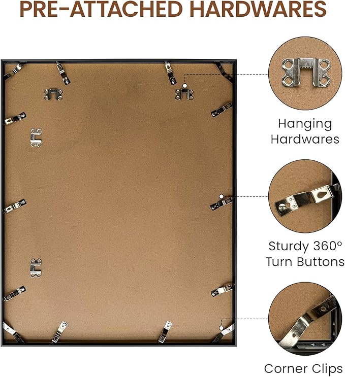 Heimlove 18x22 Metal Picture Frame,Black Aluminum Wall Gallery Poster Puzzles Artwork frames-Real Tempered Glass,Mounting Horizontally or Vertically Decor for Wall-3 Pack