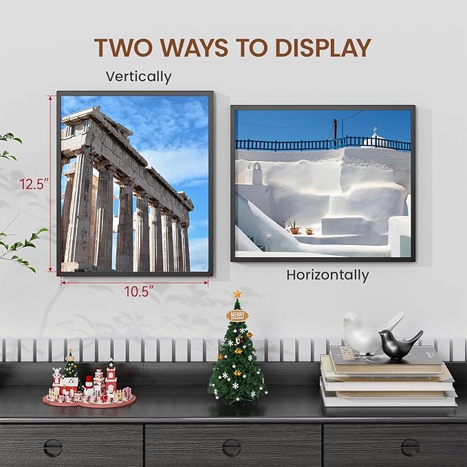 Heimlove 11x13 Metal Picture Frame,Black Aluminum Photo Frames-Real Tempered Glass,Wall Gallery Poster Puzzles Artwork frame Mounting Horizontally or Vertically Decor for Wall-1Pack