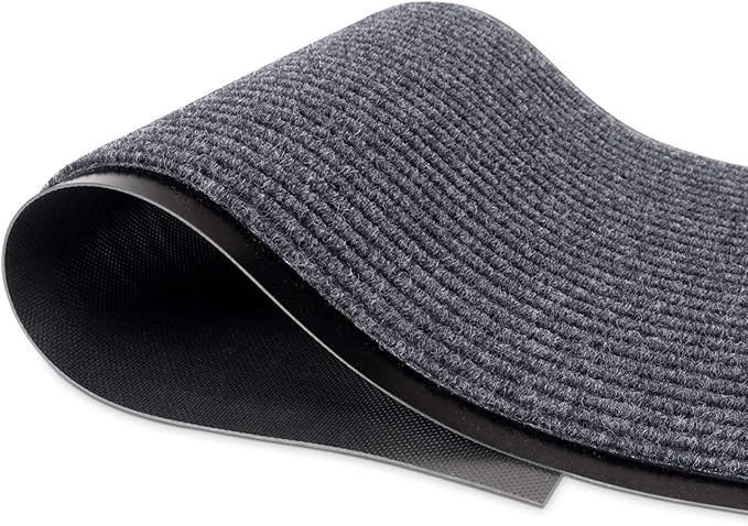 Durable Rubber Door Mat - Heavy Duty, Indoor/Outdoor, Easy Clean, Waterproof, Low-Profile Mat for Entry, Patio, Garage - Stylish (Grey, 3 x 6 Feet)