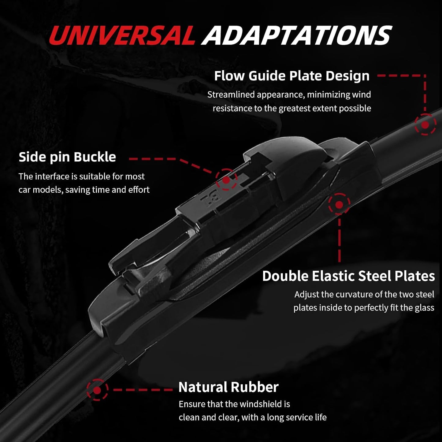 OTUAYAUTO Premium Windshield Wiper Blades - Replacement for Ford Explorer 2020-2023 - Precision Fit, All-Weather Performance, Front and Rear Wiper Blades, Pinch Tab - 26"+21"+11" (Pack of 3)