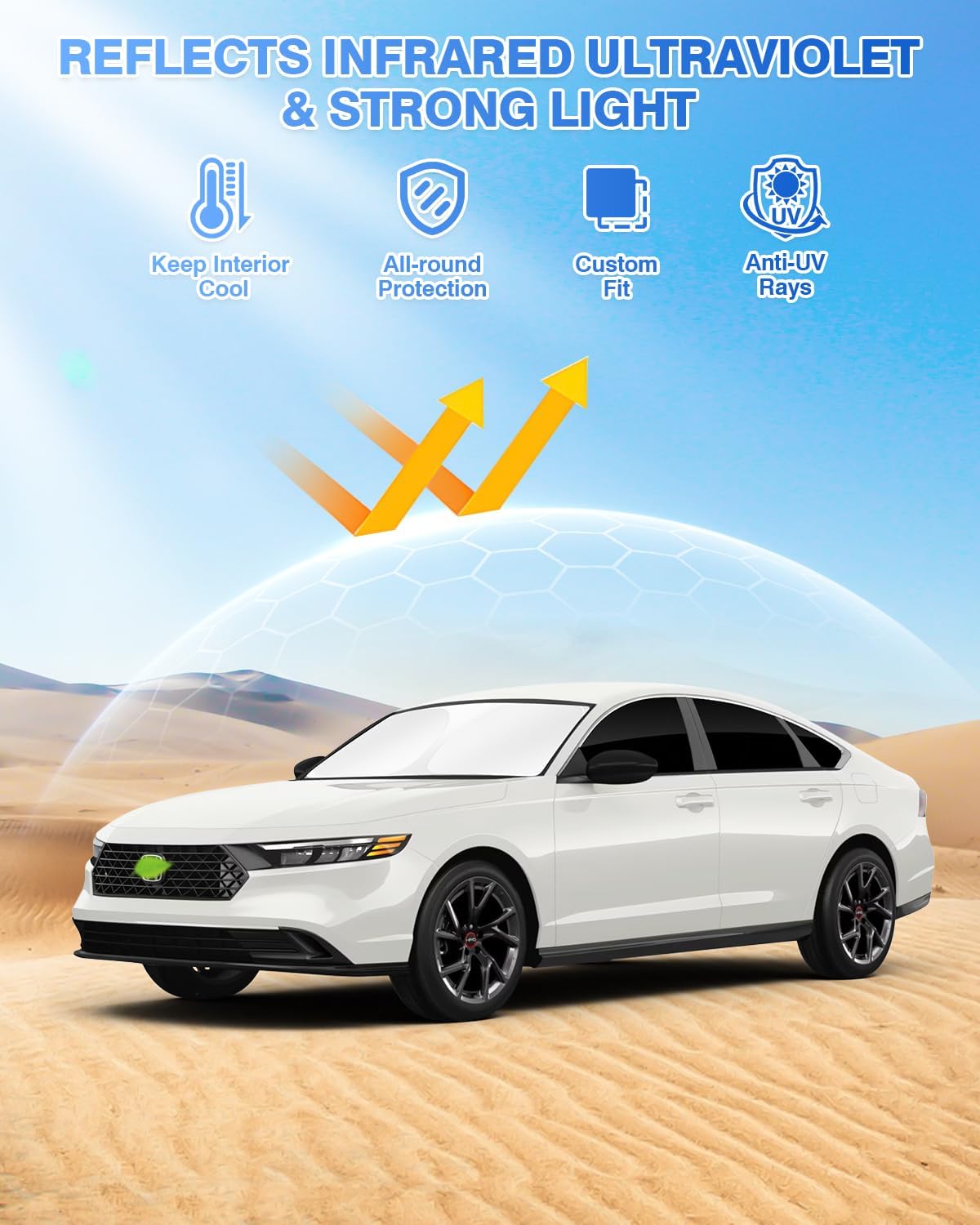 Sunshades for Honda Accord 2023-2025 2026 Accessories Windshield Sun Shade Side Rear Window Shade Cover Sun Visor Shield Privacy Protection Keep Vehicle Cool Black 8PCS