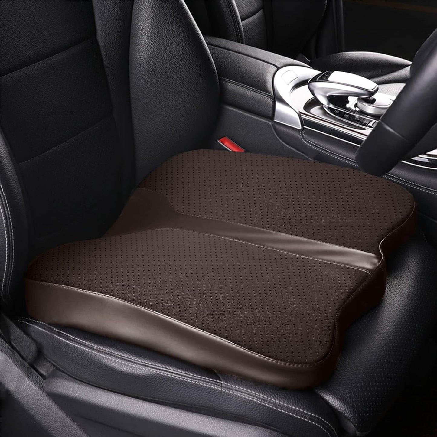 Car Seat Cushion - Comfort Memory Foam Seat Cushion for Car Seat Driver, Tailbone (Coccyx) Pain Relief Pad, Car Seat Cushions for Driving, Office Chair Cushion (Brown)