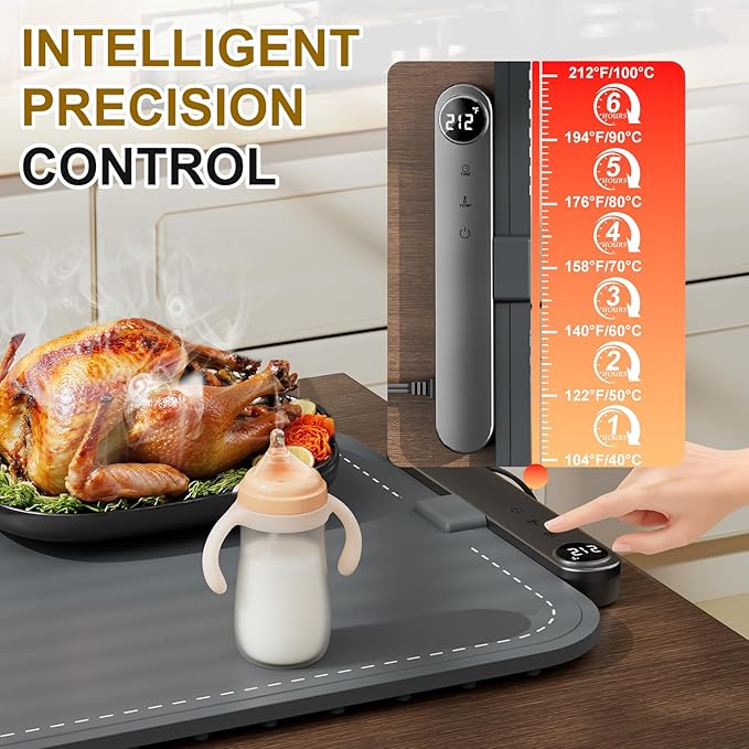 Warming Mat For Food Extra Large Food Warming Mat 36"X16" Warming Trays For Buffets Party Roll Up Food Warmers For Parties Buffet 6 Level Temp 6H Timer Chafing Dishes For Buffet Home Travel Use