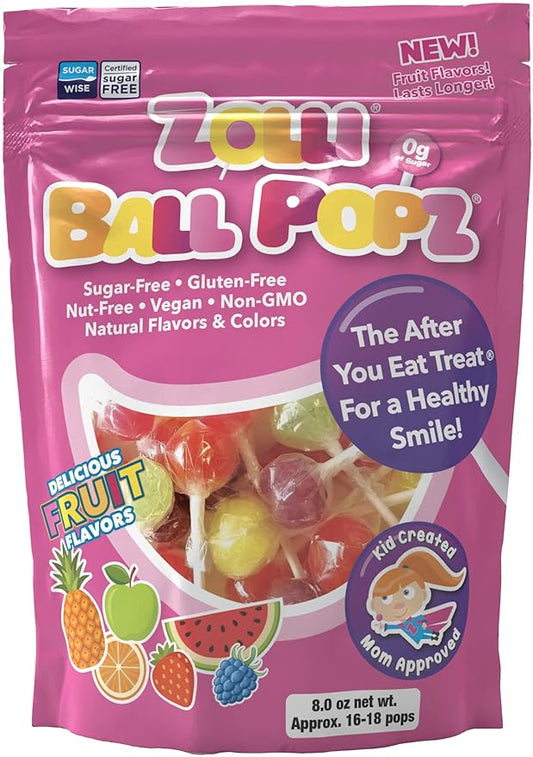 Zollipops Zolli Ball Popz Lollipops Clean Teeth, Natural Fruit, 8oz
